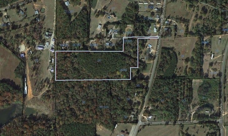 wooded lot in Alabama parcel view